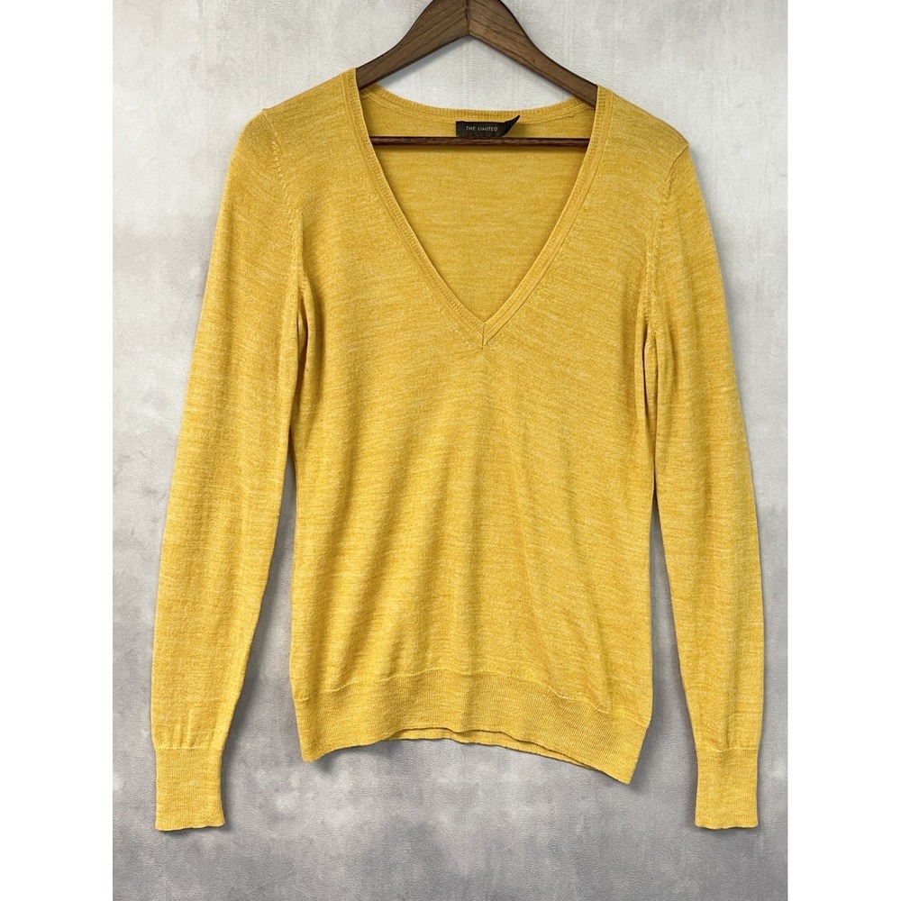 The Limited Womens Merino Blend Sweater Size L Yellow Preppy Academia Old Money